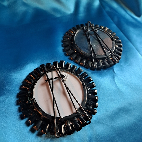 Bejeweled Jewel Glam Accent Posh Luxury Circle Mini Picture Frame Set - Picture 3 of 5